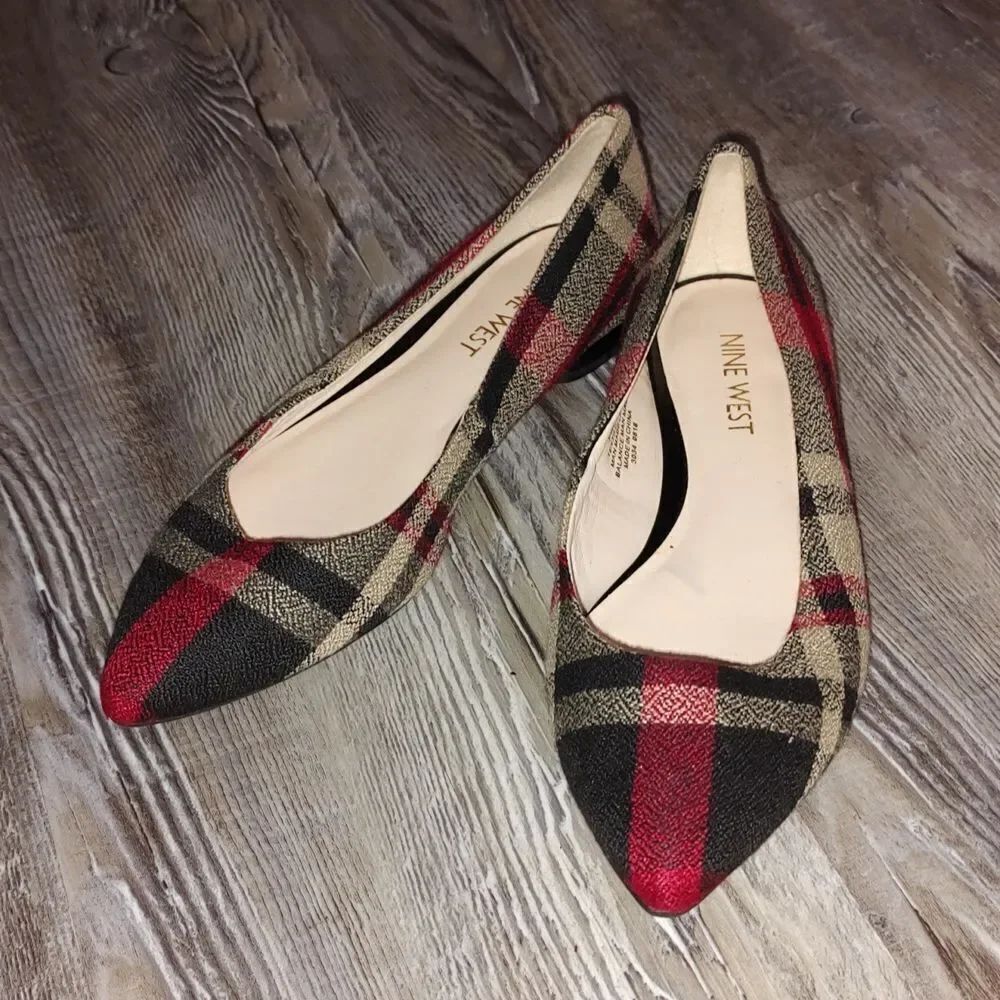 Nine West Tan Red  Black Onlee Ballet Flat Shoes  Sz 5